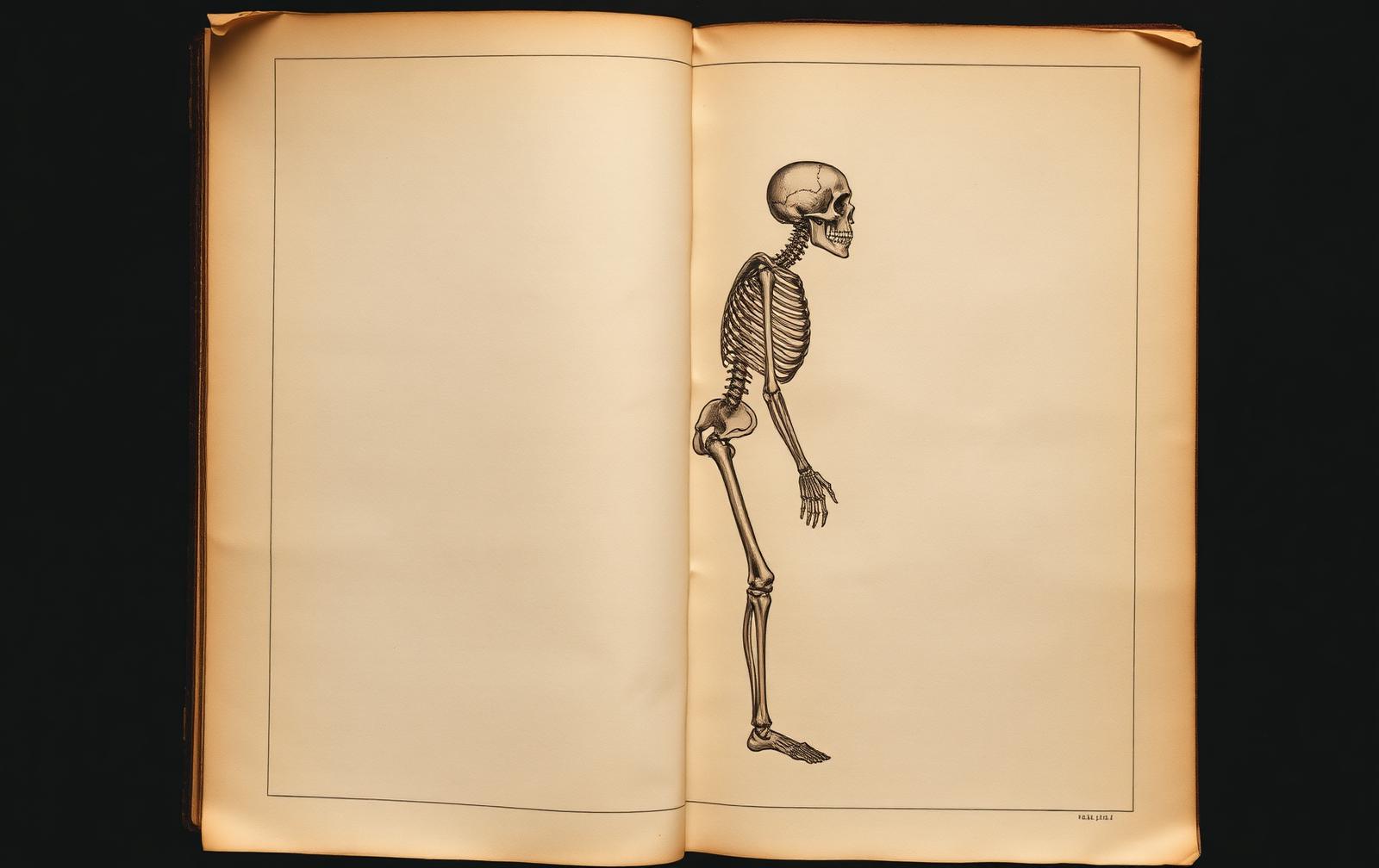 Engraved human anatomical atlas plate on aged parchment