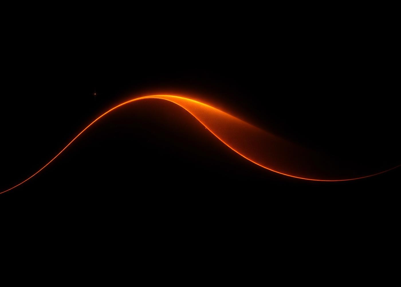 Minimal luminous amber wave curving across a dark field, a circadian motif